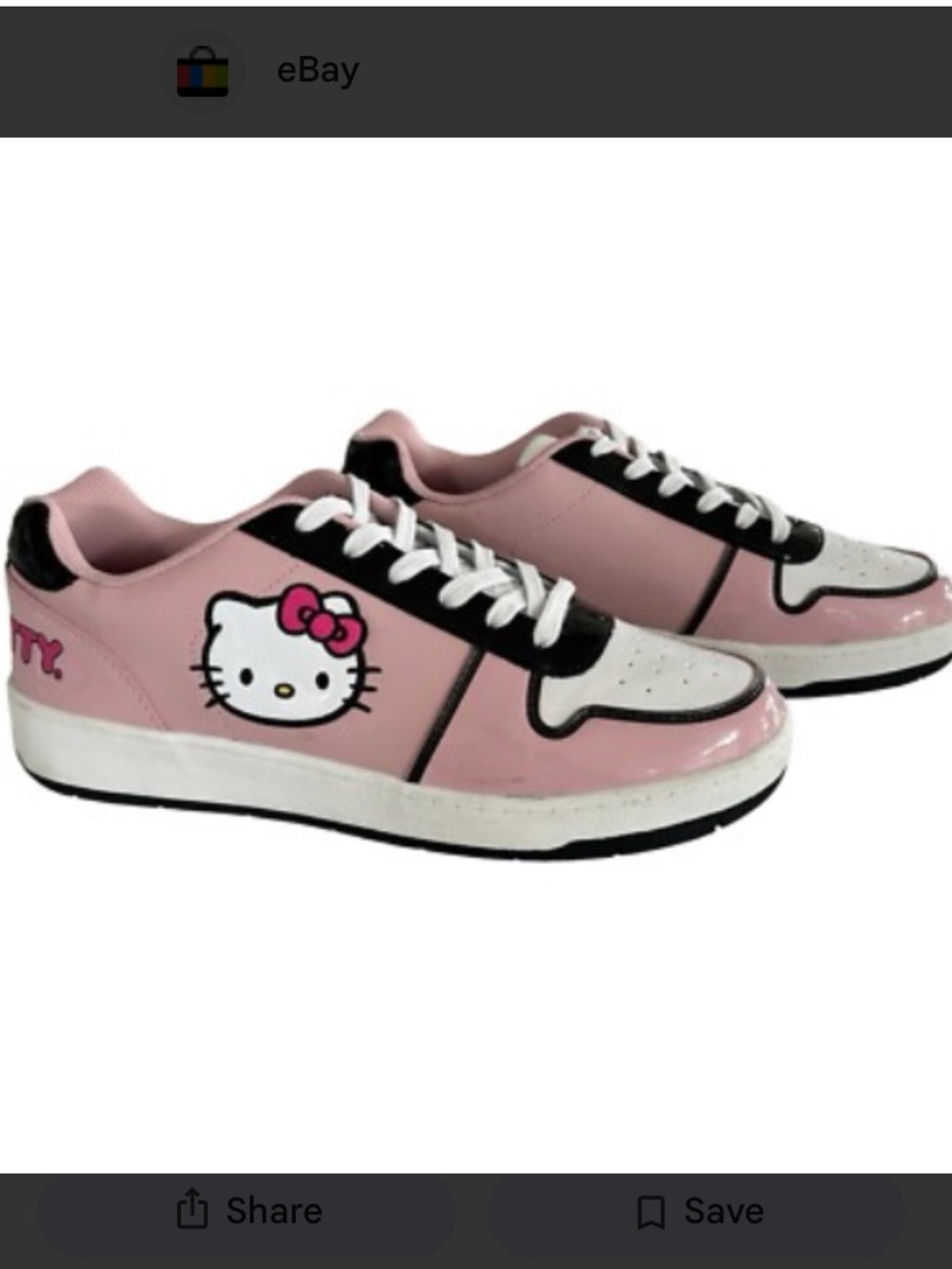 LIKE BRAND NEW & SPOTLESS! HELLO KITTY VEGAN PATENT PINK & WHITE SNEAKERS SIZE 7